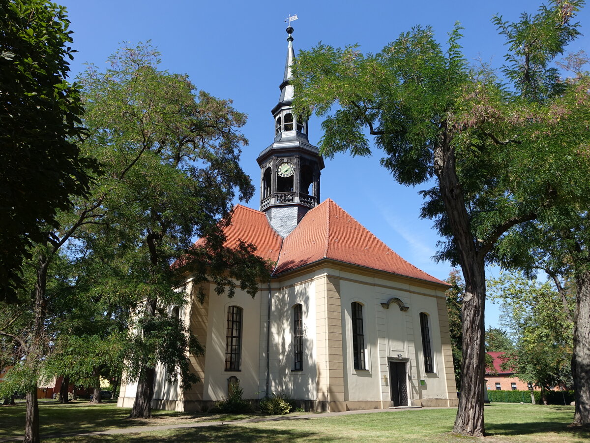 Niegripp, evangelische Kreuzkirche, erbaut 1732 durch Friedrich August Fiedler (11.08.2025)