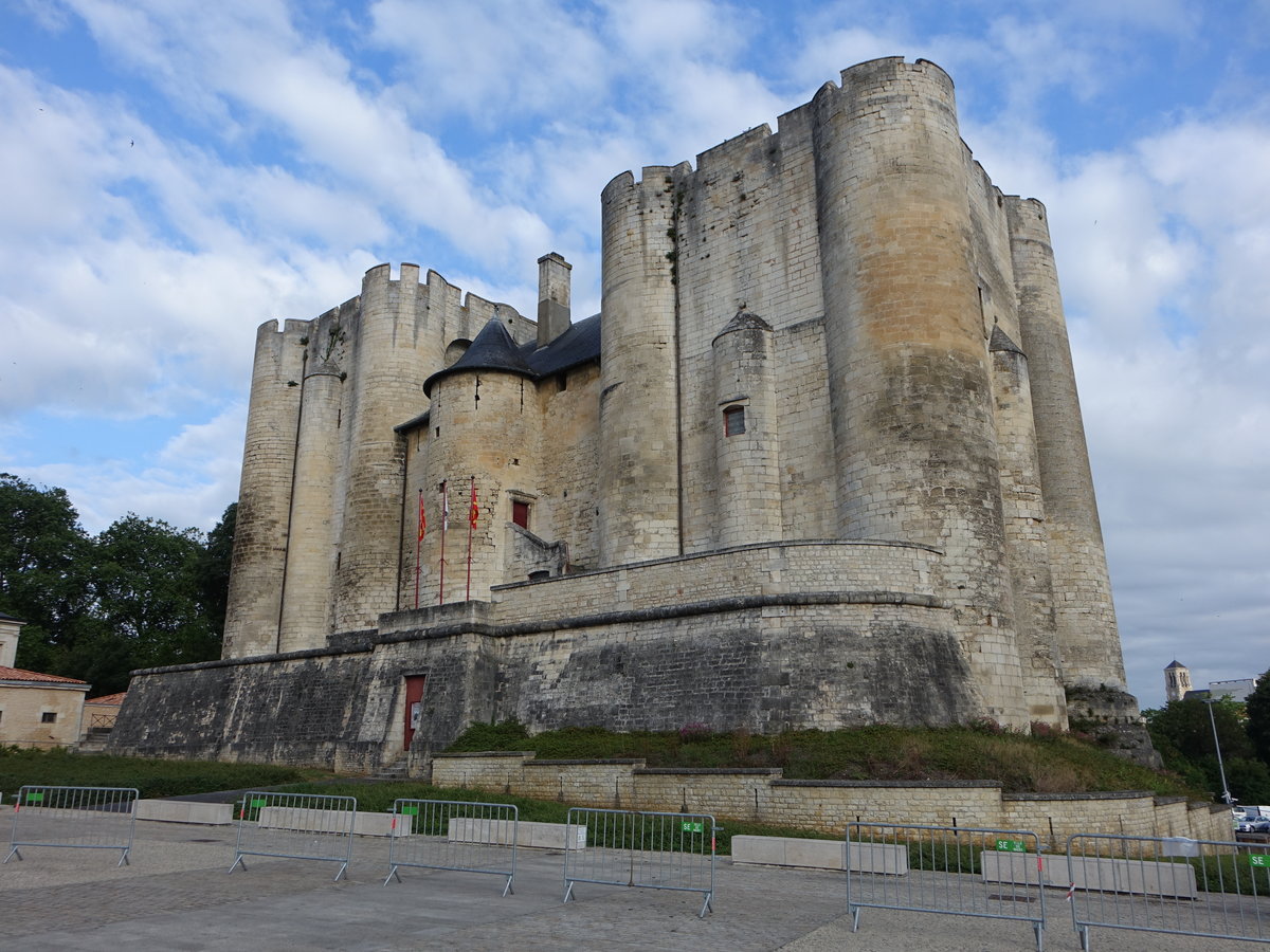 Niort, romanischer Zwillings-Donjon der Burg, erbaut ab 1152 durch Knig Heinrich II. von England  (14.07.2017)