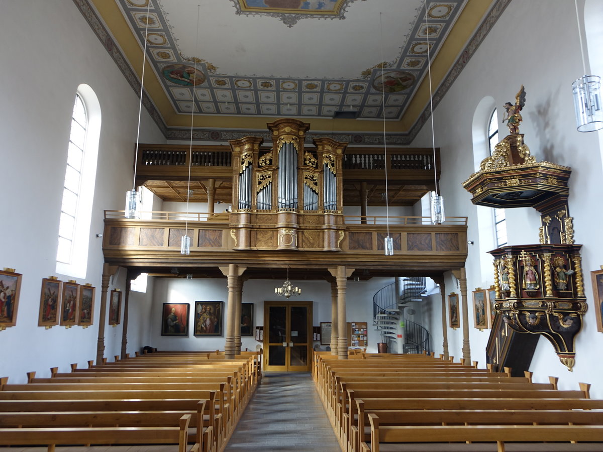 Nordheim von der Rhn, Orgelempore in der kath. St. Johann Baptist Kirche (16.10.2018)