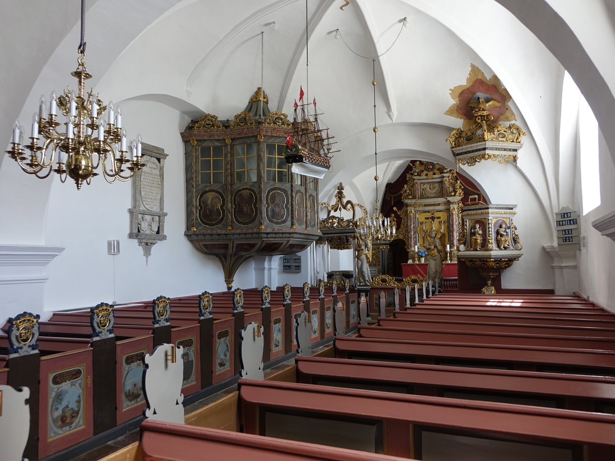 Norup, Innenraum der Ev. Kirche, erbaut 1733 durch Nicolaus Hinrich Rieman (23.07.2019)