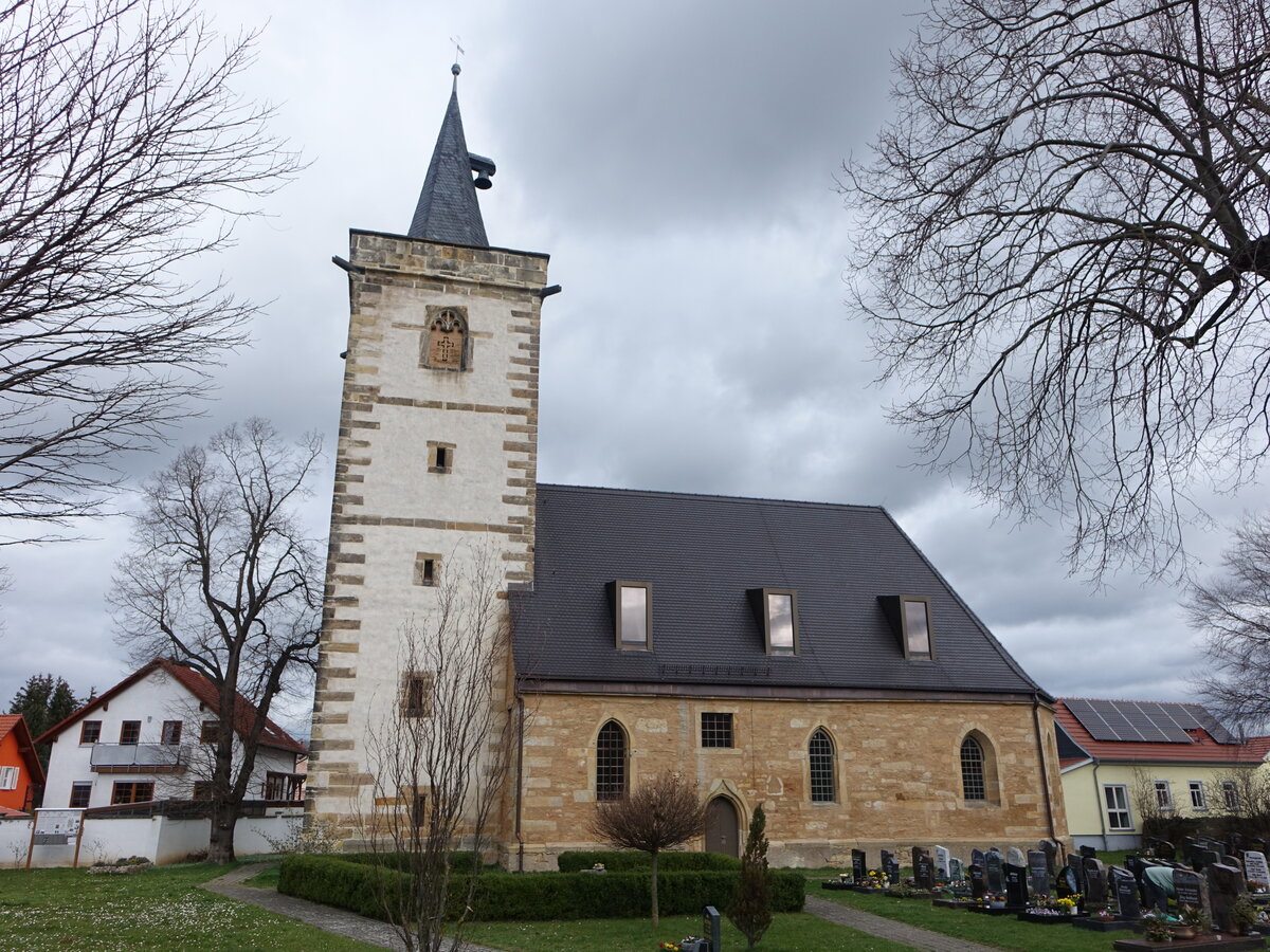 Nottleben, evangelische St. Peter und Paul Kirche, erbaut von 1427 bis 1493 (25.03.2023)