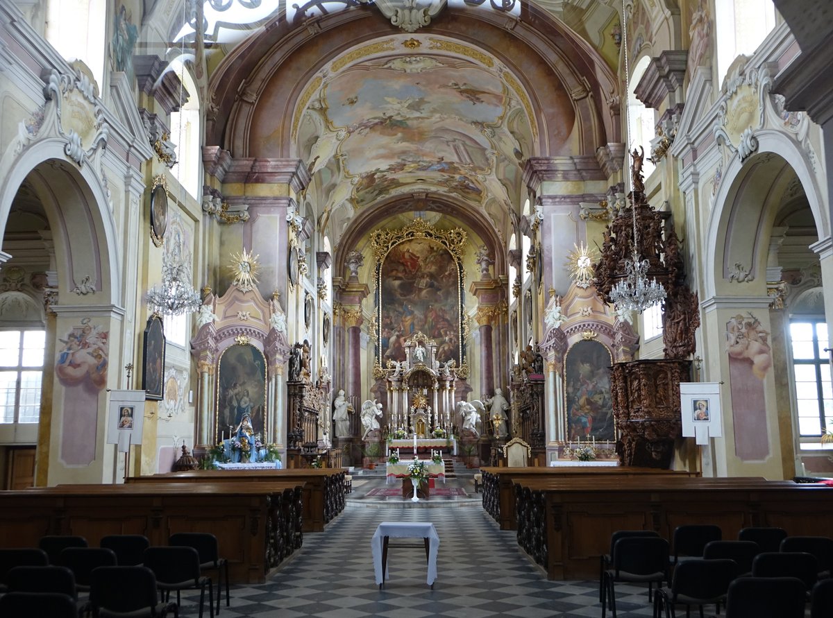 Nova Rise, barocker Innenraum der Abteikirche St. Peter und Paul, Fresken von Jan Luk Kracker (29.05.2019)
