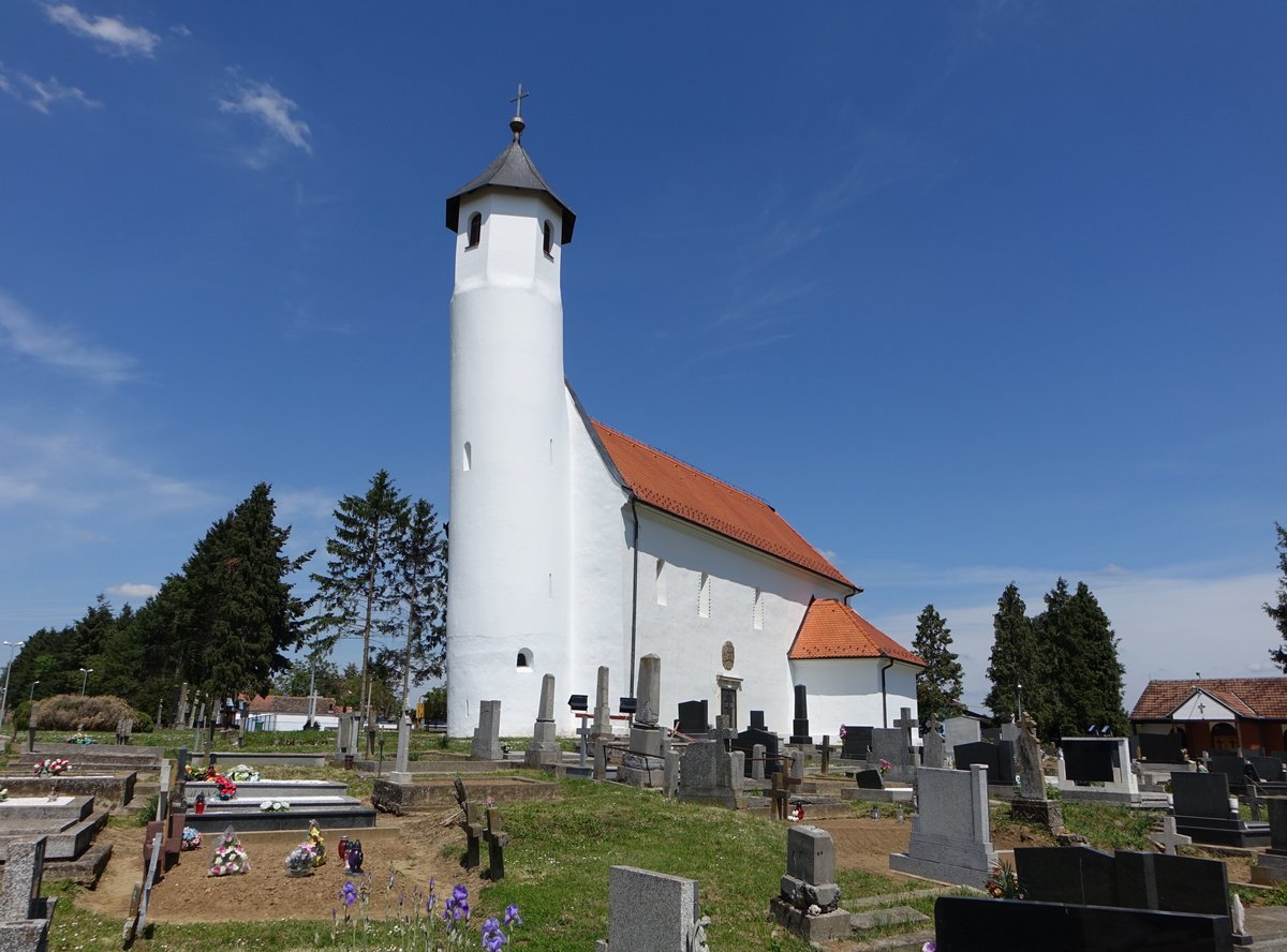 Novi Mikanovci, romanische St. Bartola Kirche, erbaut im 13. Jahrhundert (02.05.2017)