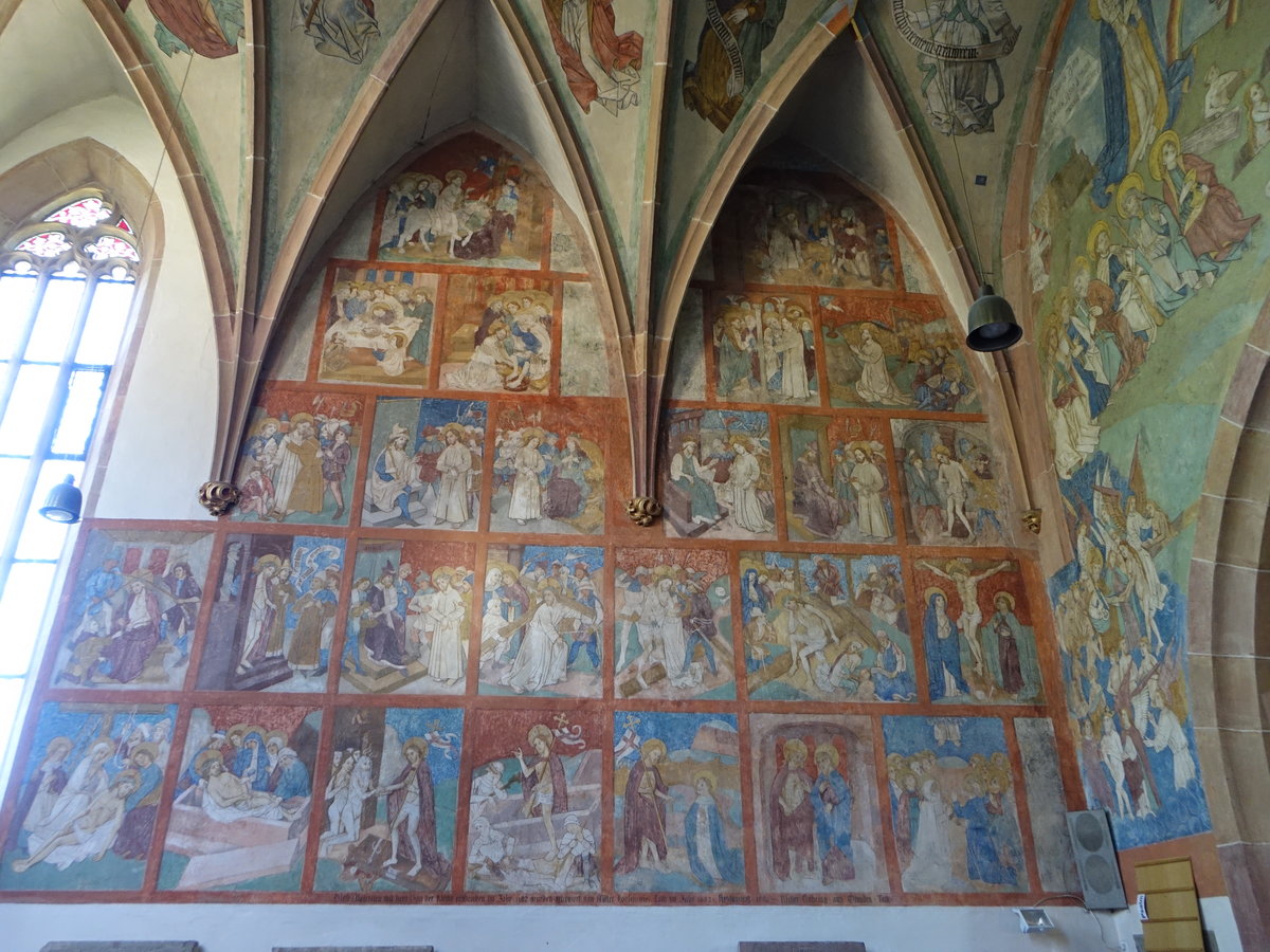 Nussdorf, sptgotische Fresken von 1482 in der Ev. Pfarrkirche Hl. Kreuz (01.07.2018)