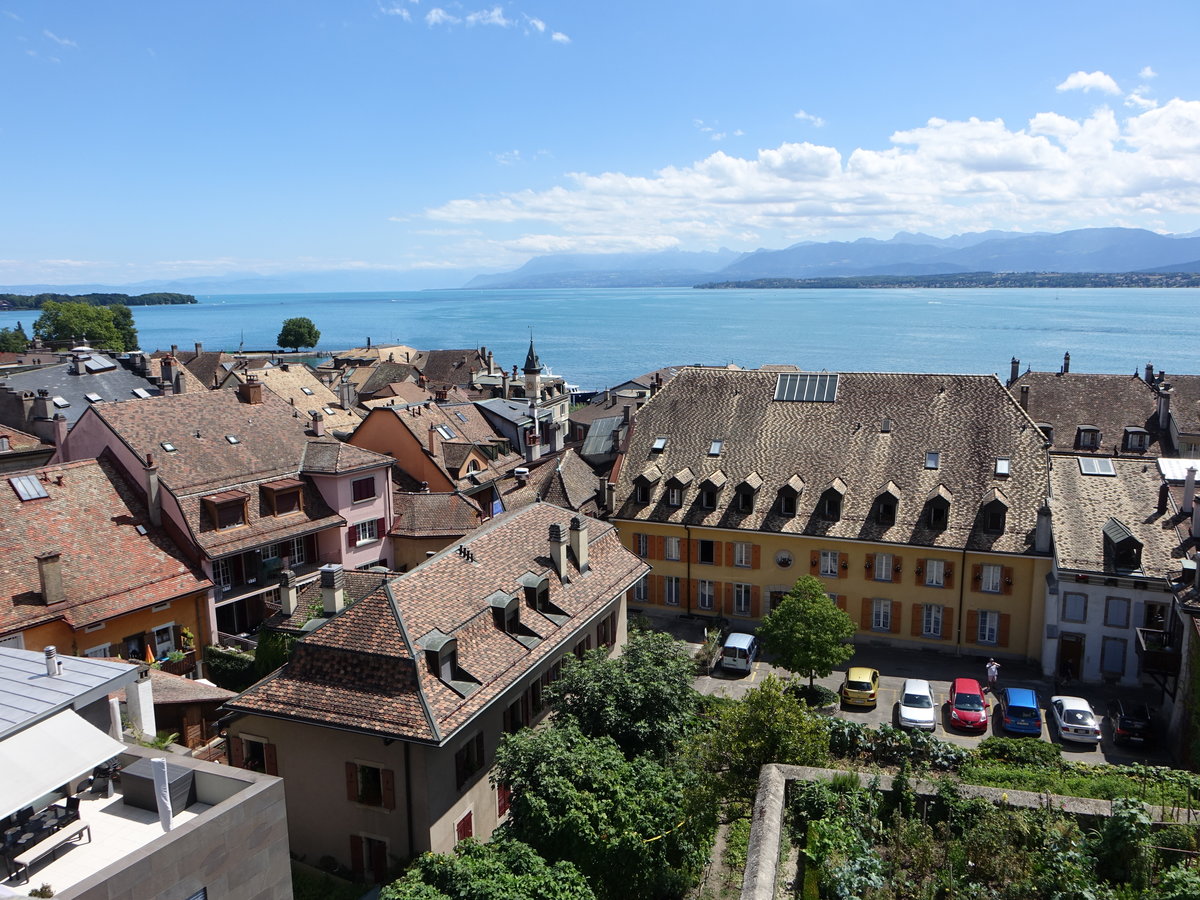 Nyon, Jardin de la Duche und Huser an der Rue de Rive (05.08.2017)