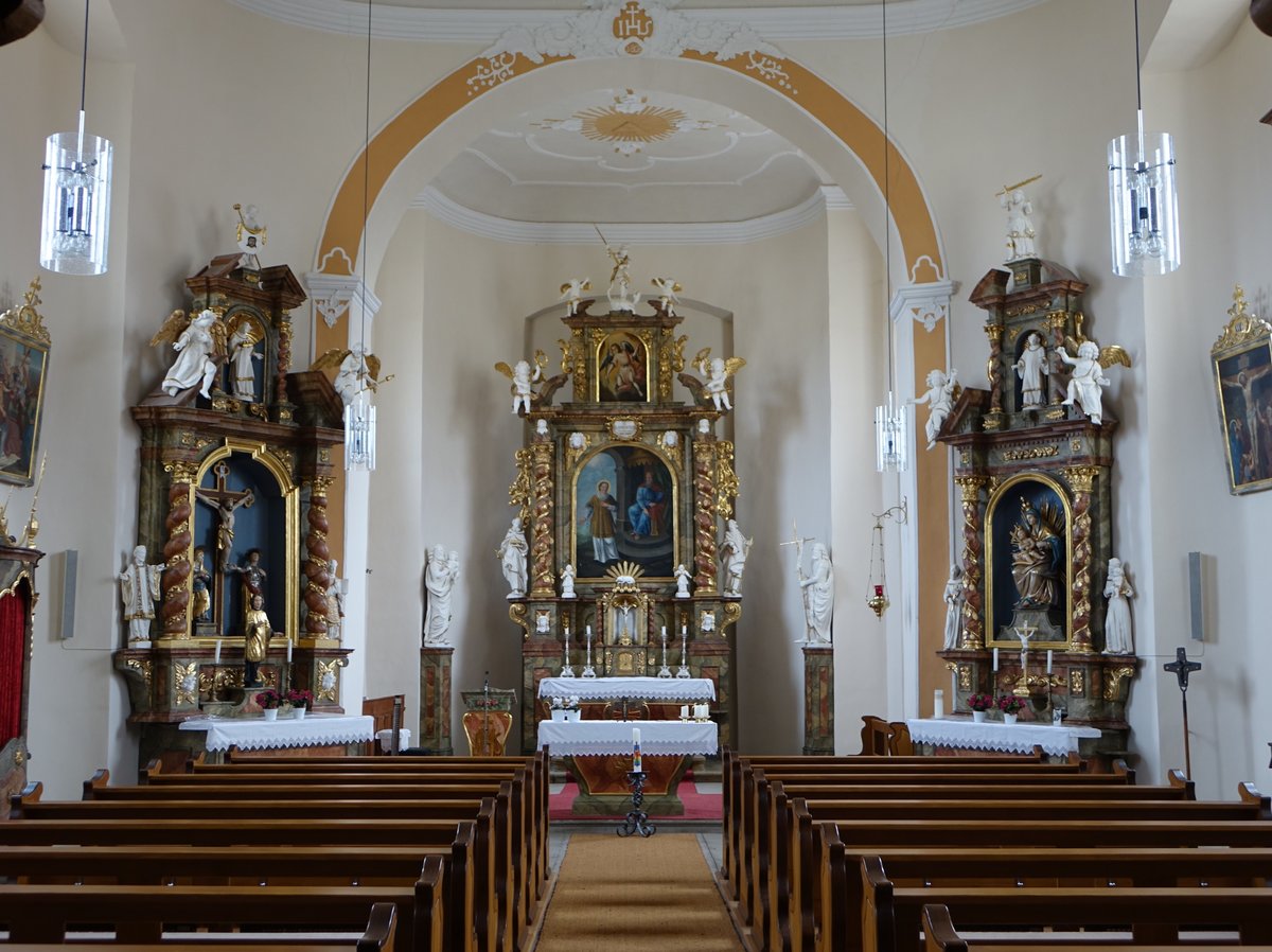 Oberbrunn, barocke Altre in der St. Laurentius Kirche (09.04.2018)