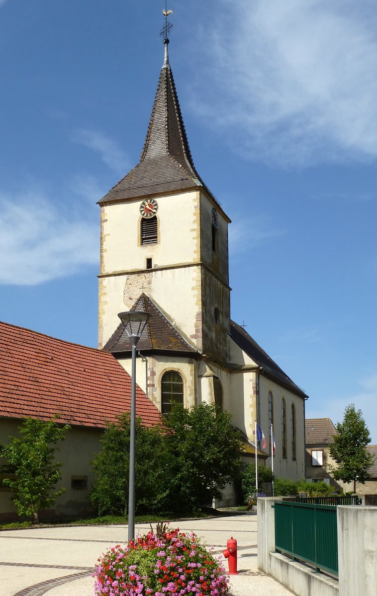 Oberentzen, die Kirche St.Nikolaus, erbaut 1744, Aug.2017