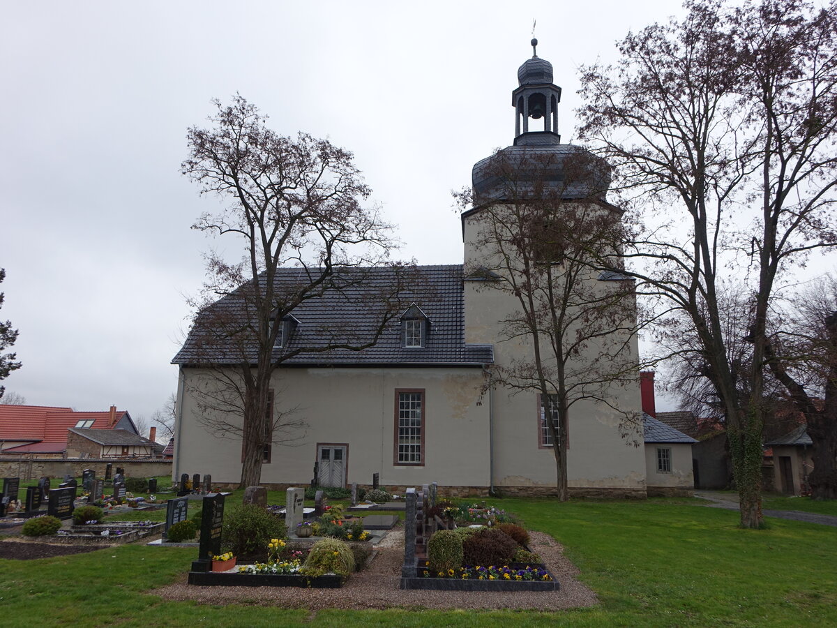 Oberheldrungen, evangelische St. Bonifatius Kirche, erbaut 1714 (08.04.2023)
