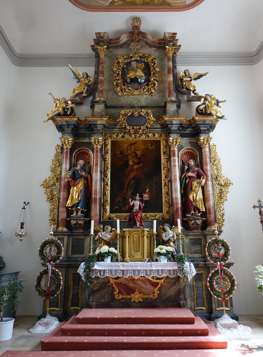 Obernheim, barocker Hochaltar in der Pfarrkirche St. Afra (21.05.2017)