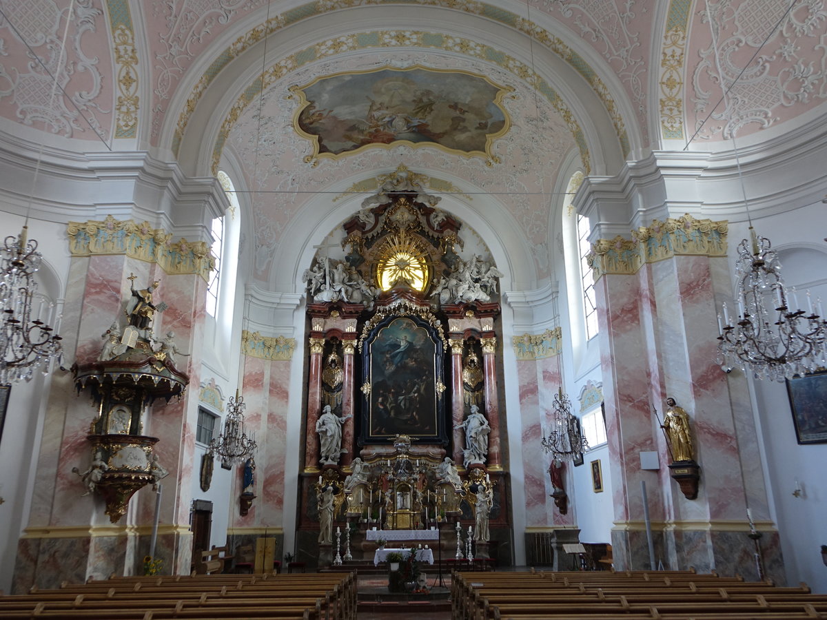 Obernzell, barocker Hochaltar in der kath. Pfarrkirche Maria Himmelfahrt (21.10.2018)