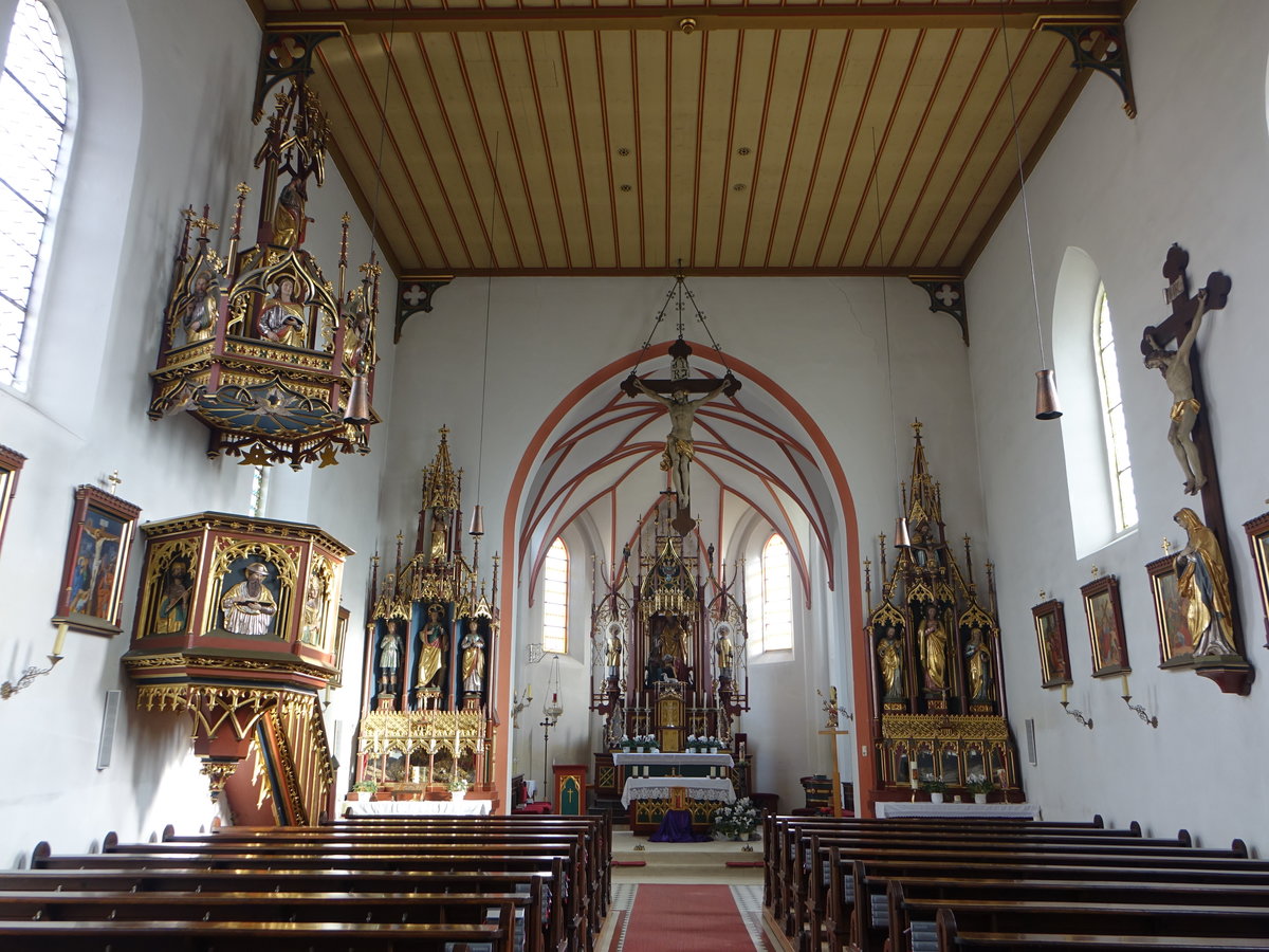Oberpiebing, neugotische Ausstattung in der Pfarrkirche St. Nikolaus (13.11.2016)
