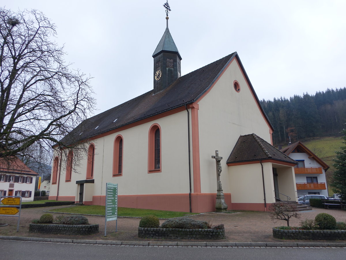 Oberprechtal, kath. Pfarrkirche Maria Krnung, erbaut von 1780 bis 1781 (01.01.2019)