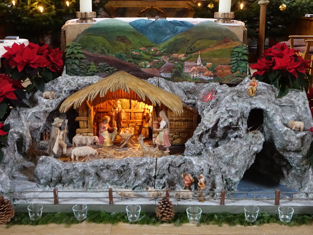 Oberprechtal, Weihnachtskrippe in der Maria Krnung Kirche (01.01.2019)