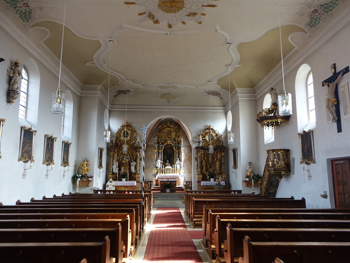 Oberscheinfeld, barocker Innenraum der kath. Pfarrkirche St. Gallus (11.03.2018)