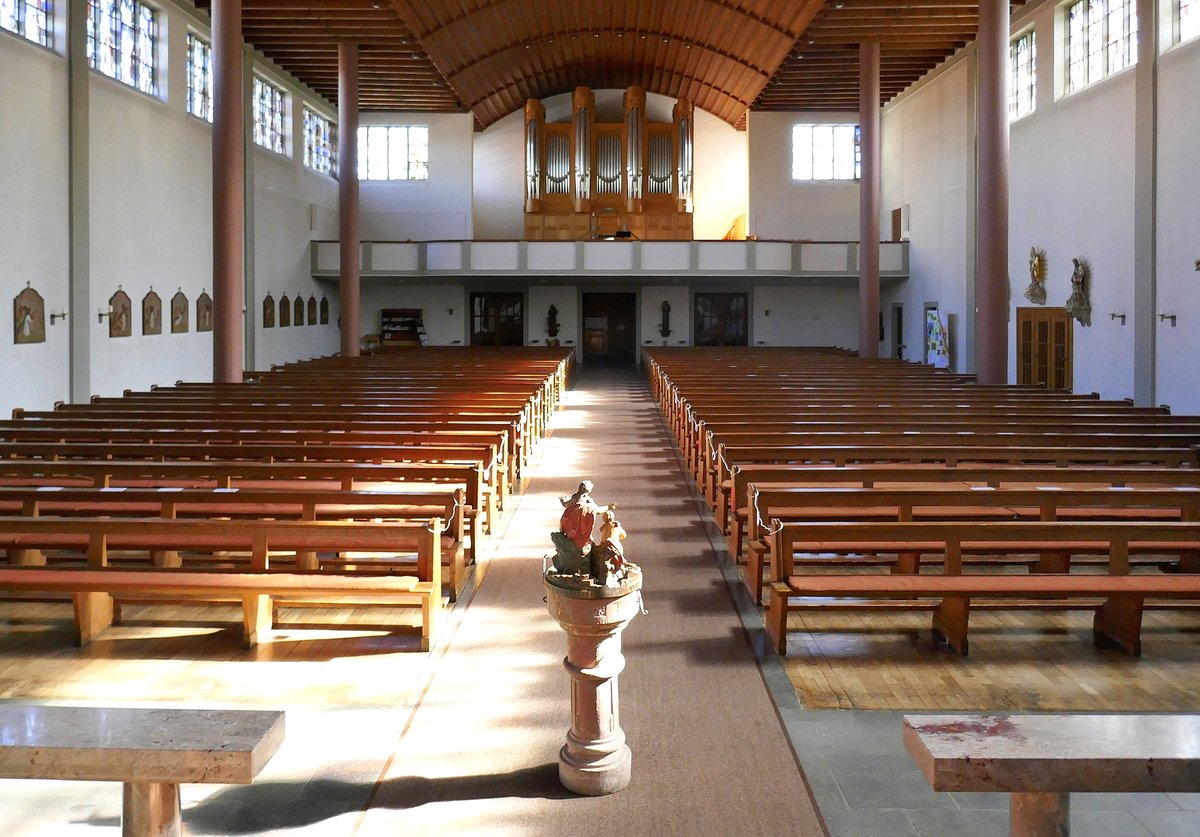 Oberschopfheim, Blick zur Orgelempore in der Kirche St.Leodegar, Juni 2020