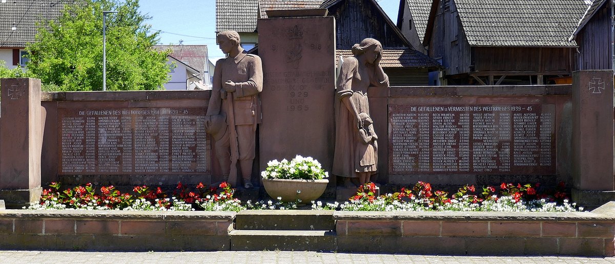 Oberschopfheim, das Denkmal für die Gefallenen der beiden Weltkriege, Juni 2020