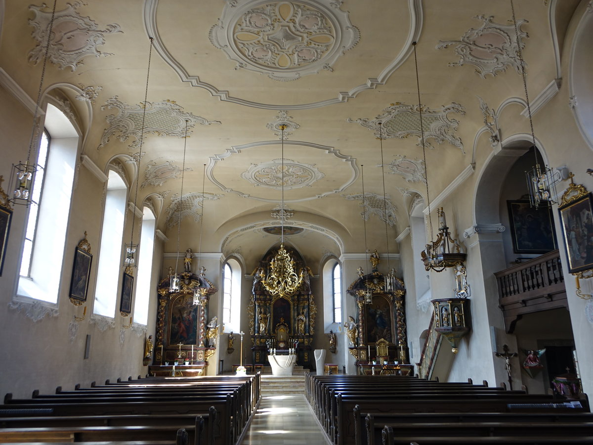 Oberstreu, neubarocker Innenraum der St. Andreas Kirche (08.07.2018)