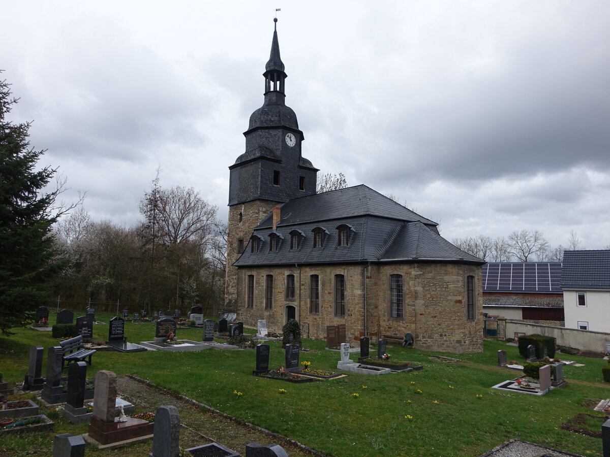Obertrebra, evangelische Dorfkirche, erbaut von 1679 bis 1688 (26.03.2023)