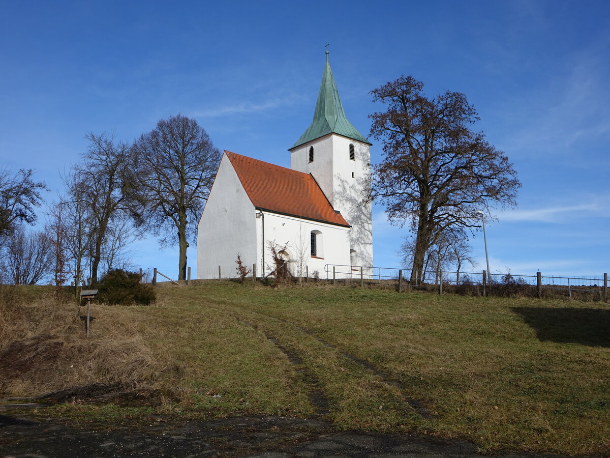 Oberulrain, Pfarrkirche St. Achatius, erbaut im 13. Jahrhundert (05.02.2017)