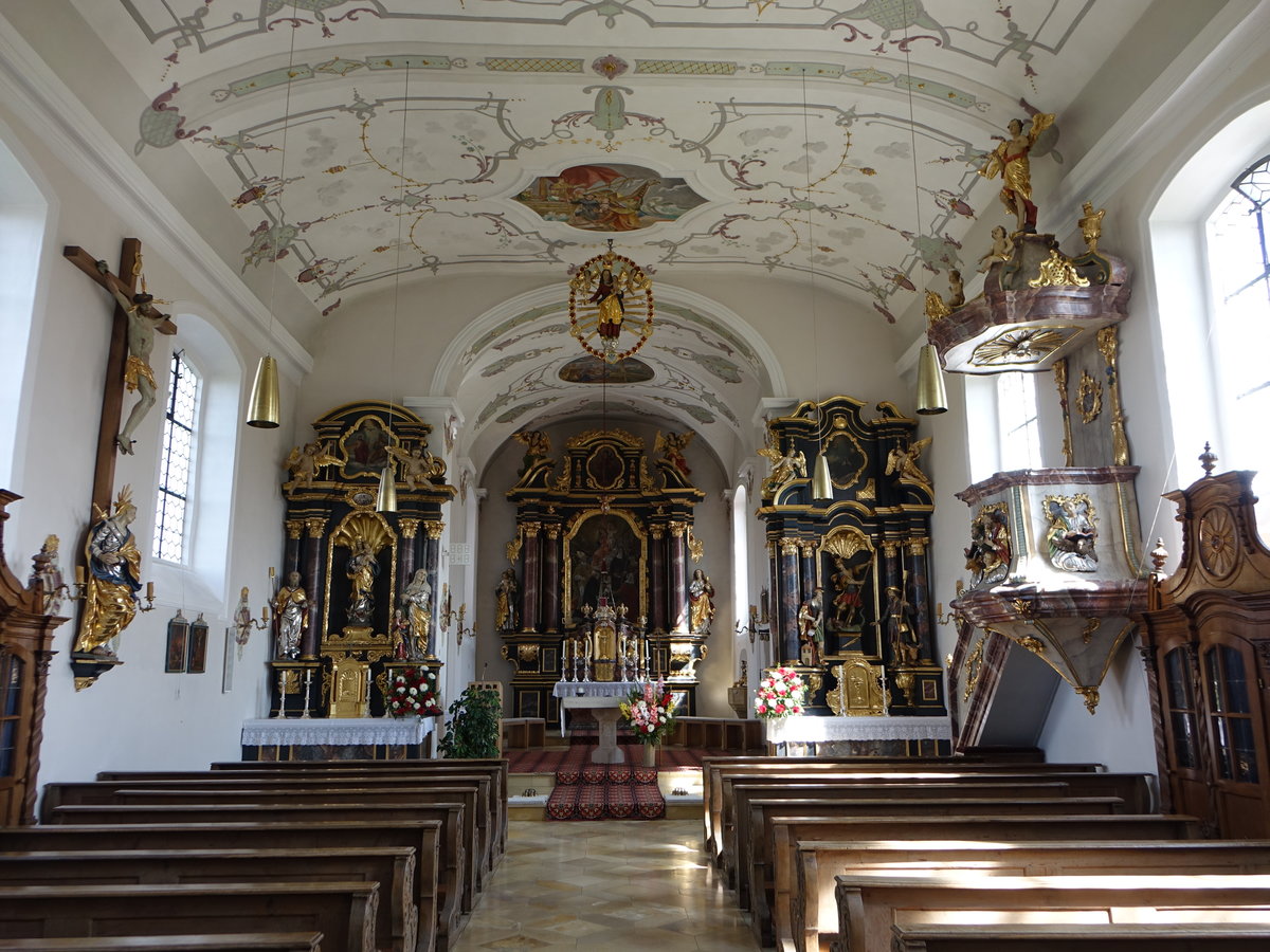 Oberwiesenacker, barocker Innenraum der kath. Pfarrkirche St. Wilibald (20.08.2017)