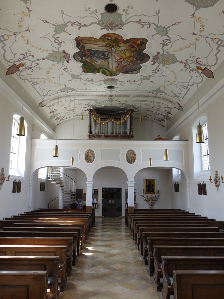 Oberwiesenacker, Orgelempore in der kath. Pfarrkirche St. Wilibald (20.08.2017)
