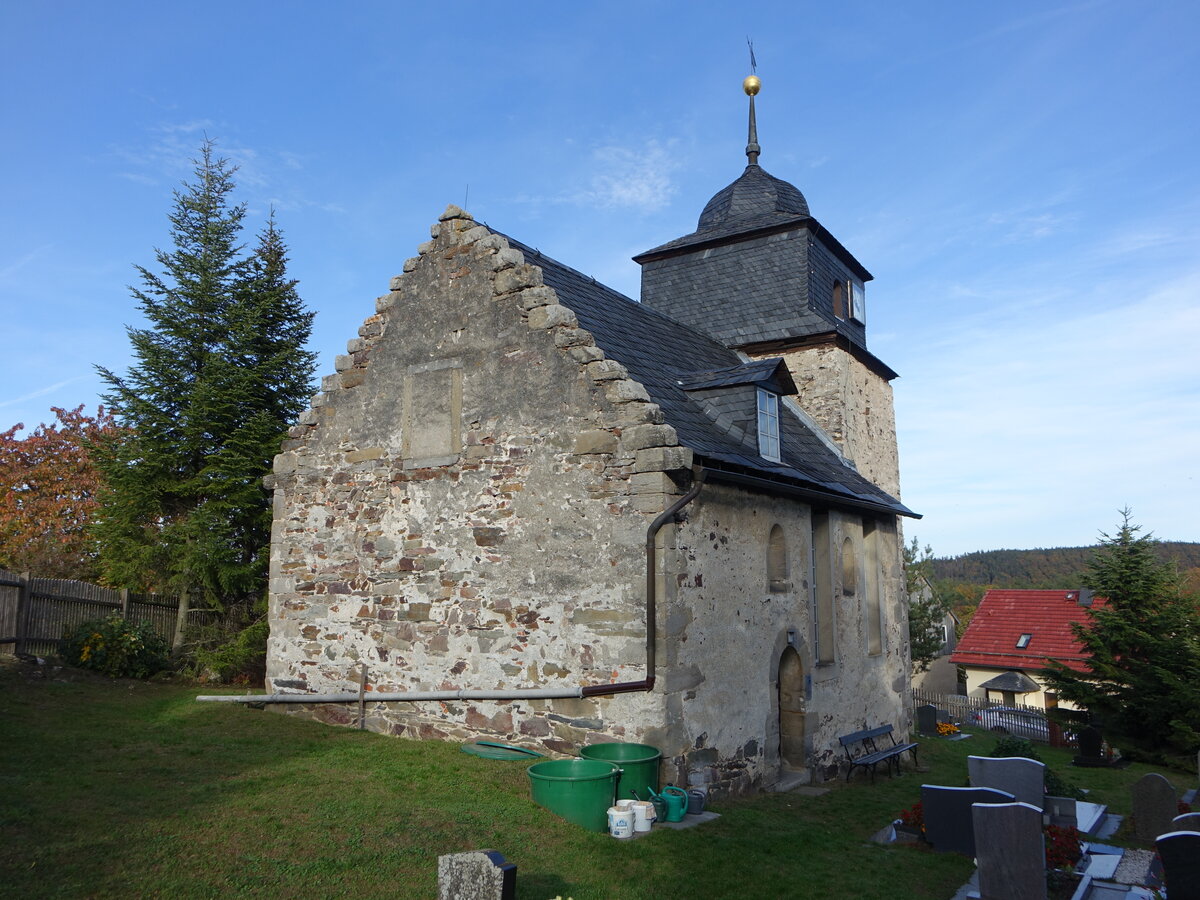 Oberwirbach, evangelische St. Bartholomus Kirche, erbaut im 13. Jahrhundert (17.10.2022)