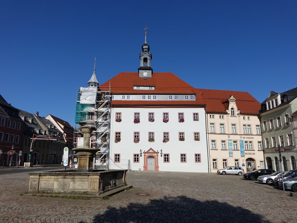 Oederan, Rathaus am Markt, Renaissancebau von 1575 (17.09.2023)
