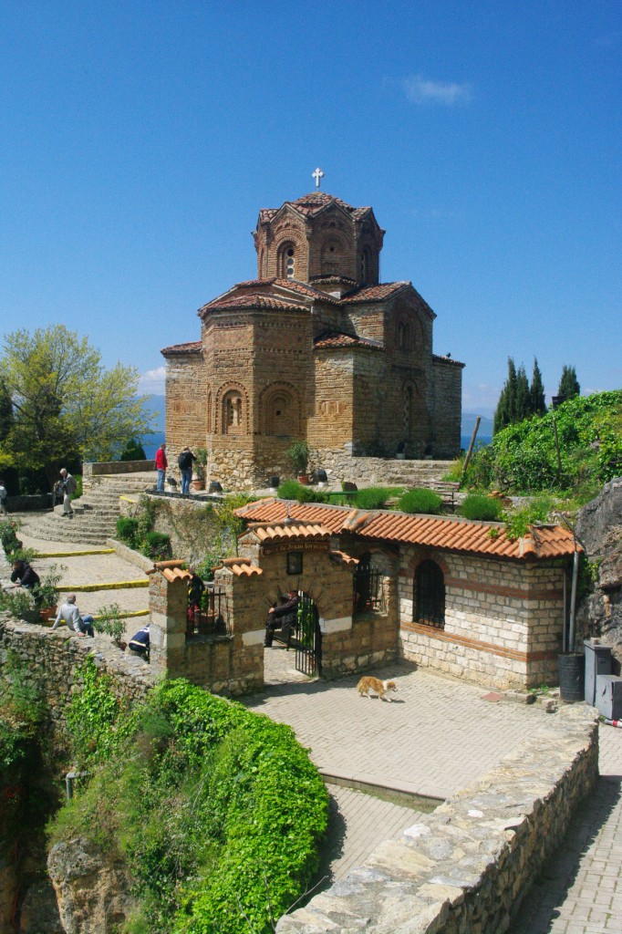 Ohrid, Kirche des Hl. Johannes von Kaneo, erbaut im 13. Jahrhundert auf einem Vorsprung ber dem See, Fresken aus dem 14. Jahrhundert (06.05.2014)