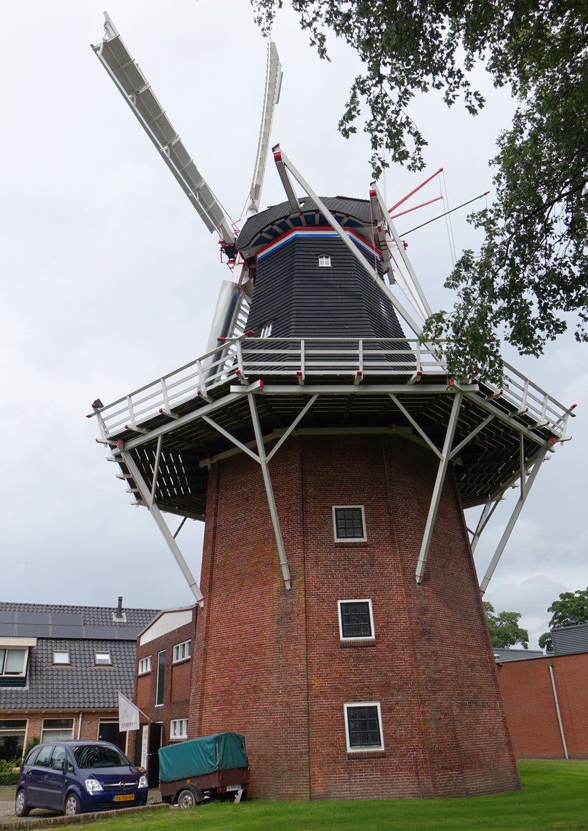 Oldehove, Windmhle De Leeuw, erbaut 1855 in der Molenstraat (27.07.2017)