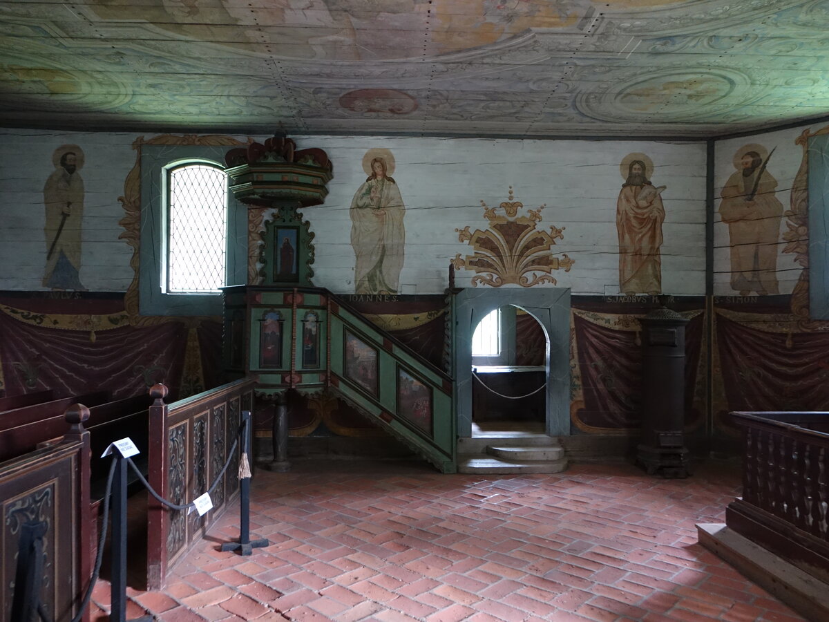 Olsztynek / Hohenstein, Innenraum der Maria Himmelfahrt Kirche von Rychnowo im Freilichtmuseum (05.08.2021)