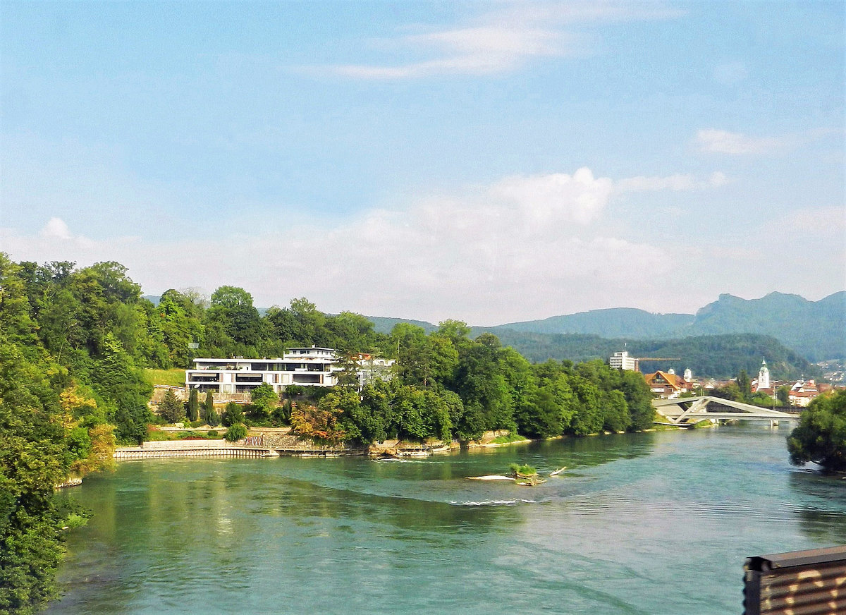 Olten, Blick auf die Aare und die neue Aarebrcke - 25.07.2013