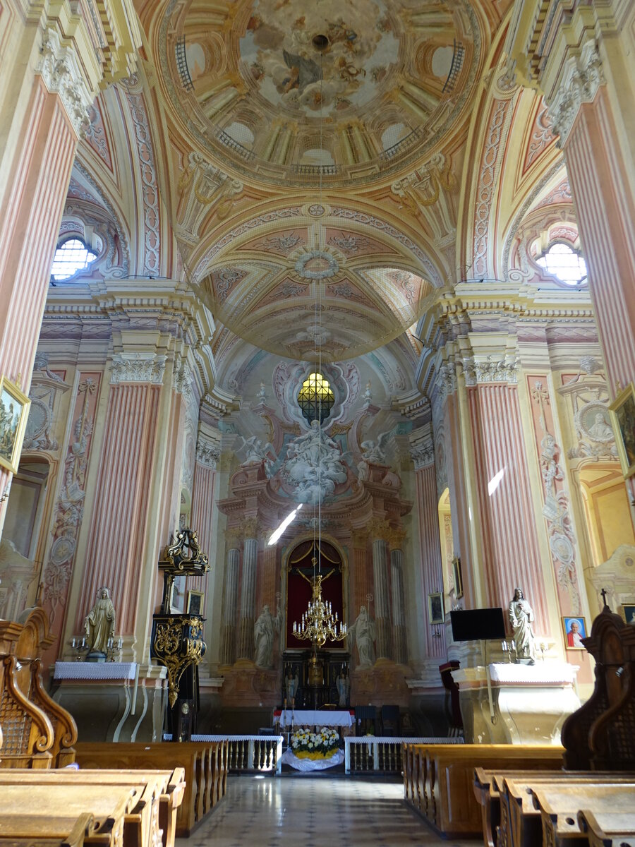 Opactwo, sptbarocker Innenraum der Klosterkirche Maria Himmelfahrt, Fresken von Szymon Mankowski (14.06.2021)