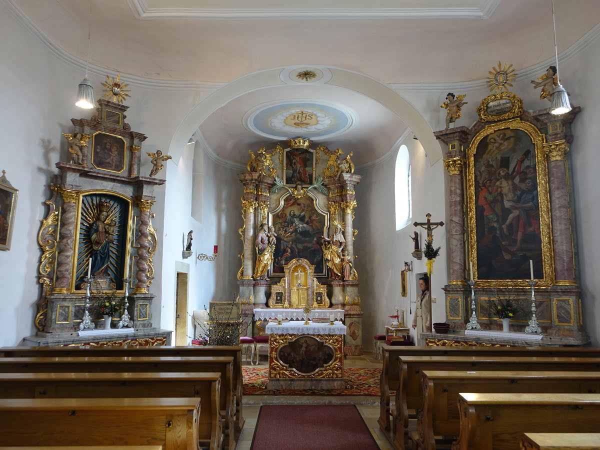 Oppersdorf, barocke Altre in der kath. St. Bartholomus Kirche (25.03.2018)