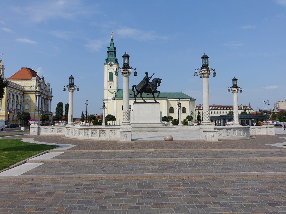 Oradea, sptbarocke Rmisch-Kath. Kirche Hl. Ladislaus, erbaut von 1720 bis 1733 durch Franciscus Suszter (26.08.2019)