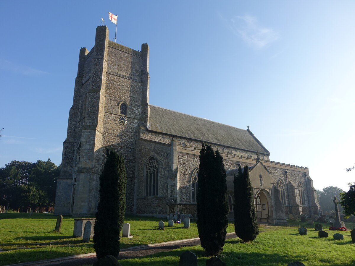 Orford, Pfarrkirche St. Bartholomus, erbaut im 14. Jahrhundert (07.09.2023)