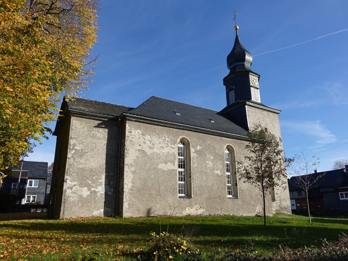 Ossla, evangelische Kirche Hl. Kreuz, erbaut ab 1498 (17.10.2022)
