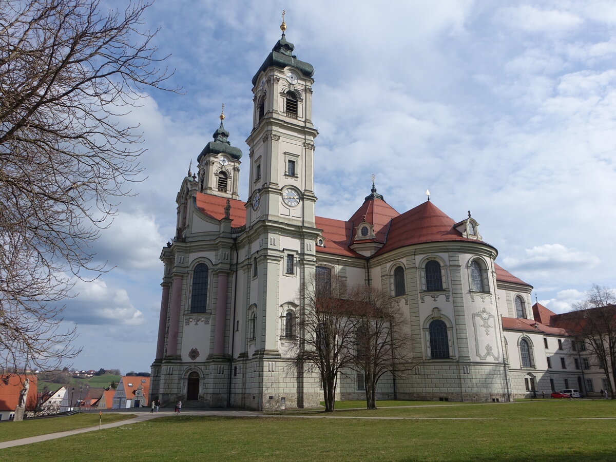 Ottobeuren, Klosterkirche St. Theodor, erbaut von 1748 bis 1766 durch Johann Michael Fischer (19.03.2023)