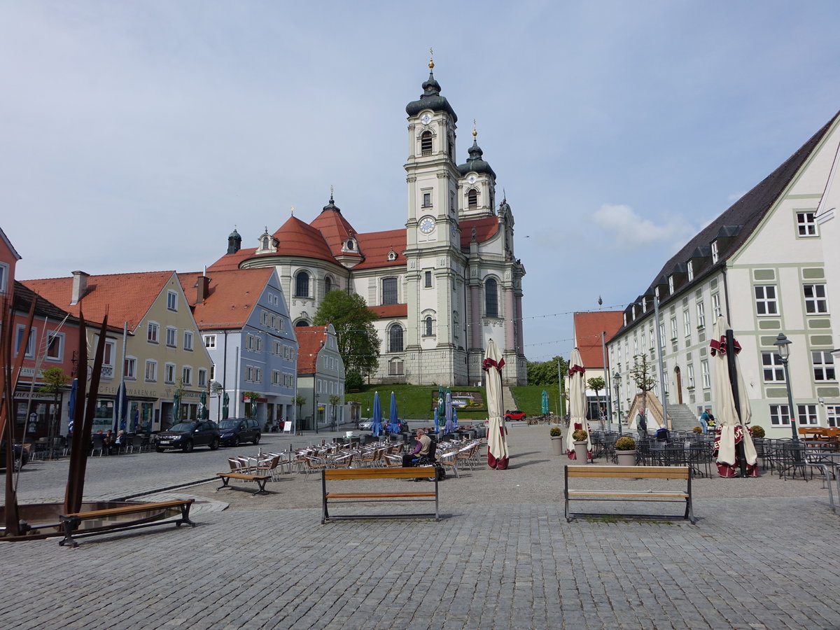 Ottobeuren, sptbarocke Klosterkirche St. Alexander und Theodor, erbaut von 1736 bis 1766 durch Johann Michael Fischer (18.05.2019)