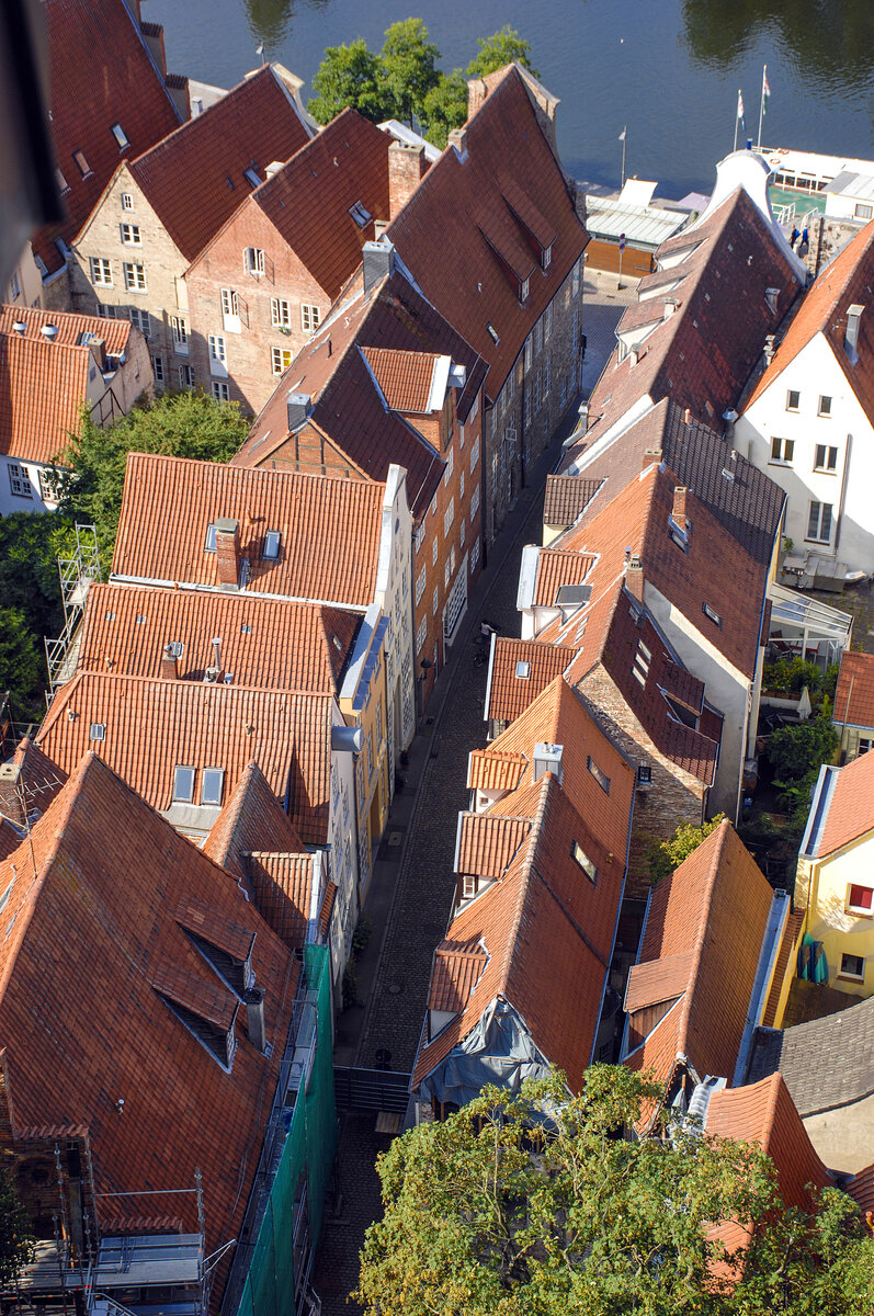 Pagonnienstrae vom Turm der Lbecker St. Petri-Kirche aus gesehen.Aufnahme: 20. August 2021.