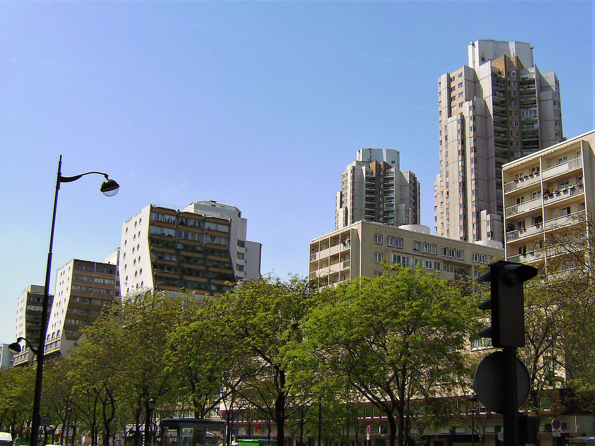 Paris, 19. Arrondissement. Les Orgues de Flandre, die „Flmischen Orgeln“ des Berliner Architekten Martin Schulz van Treeck. Gebaut zwischen 1973 und 1980 - 04.05.2008