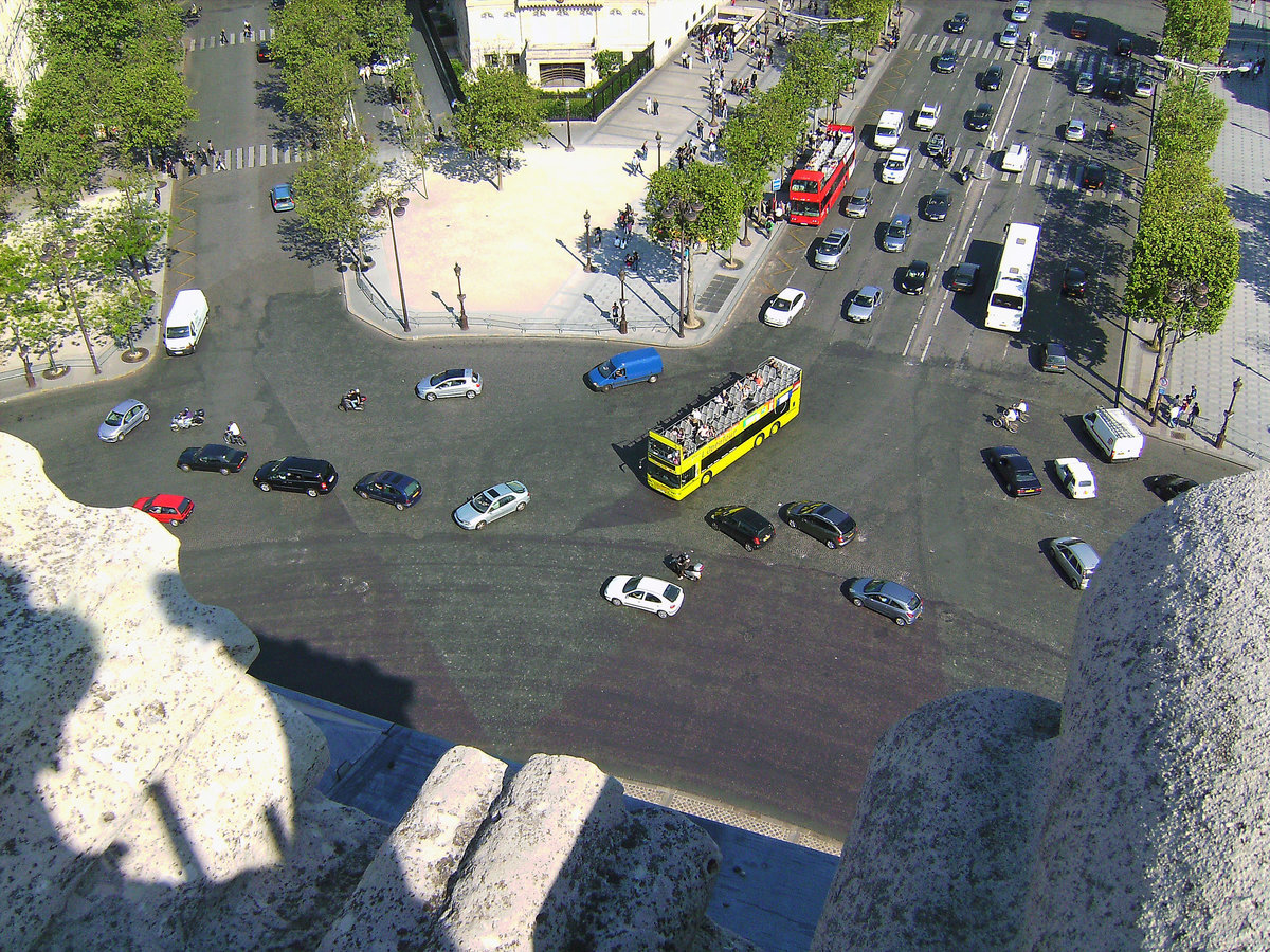 Paris, steiler Blick nach unten vom Arc de Triomphe - 06.05.2008
