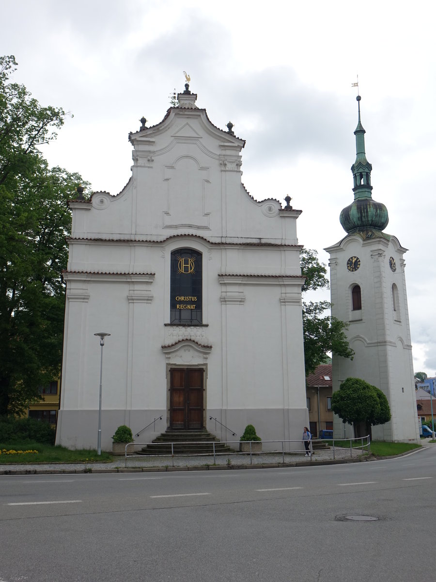 Pelhřimov/Pilgrams, Pfarrkirche St. Veit, erbaut im 13. Jahrhundert, barocker Umbau von 1739 bis 1740 (28.05.2019)