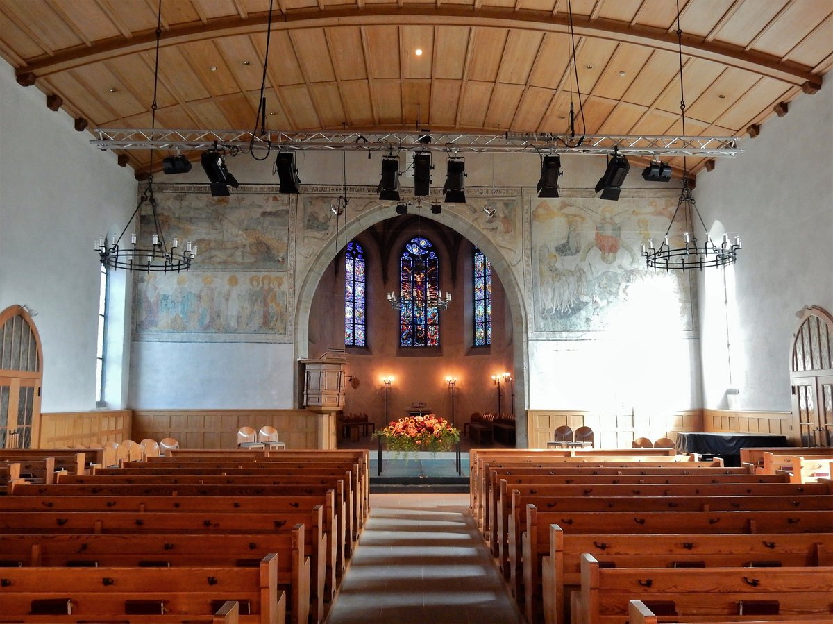 Pfäffikon ZH, reformierte Kirche, Innenansicht. 1990-1991 ist die Kirche letztmals renoviert worden - 06.10.2014
