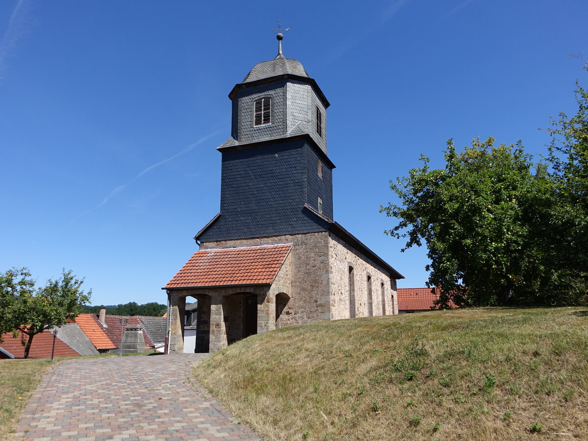 Pfieffe, evangelische Kirche, Saalkirche erbaut 1767 (07.08.2022)