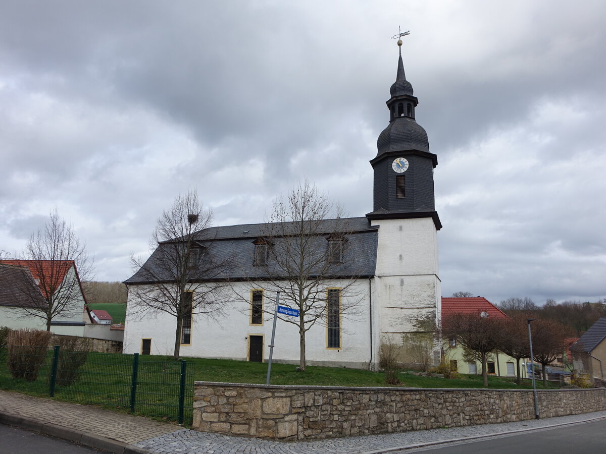 Pfiffelbach, evangelische St. Trinitatis Kirche, erbaut im 18. Jahrhundert (26.03.2023)