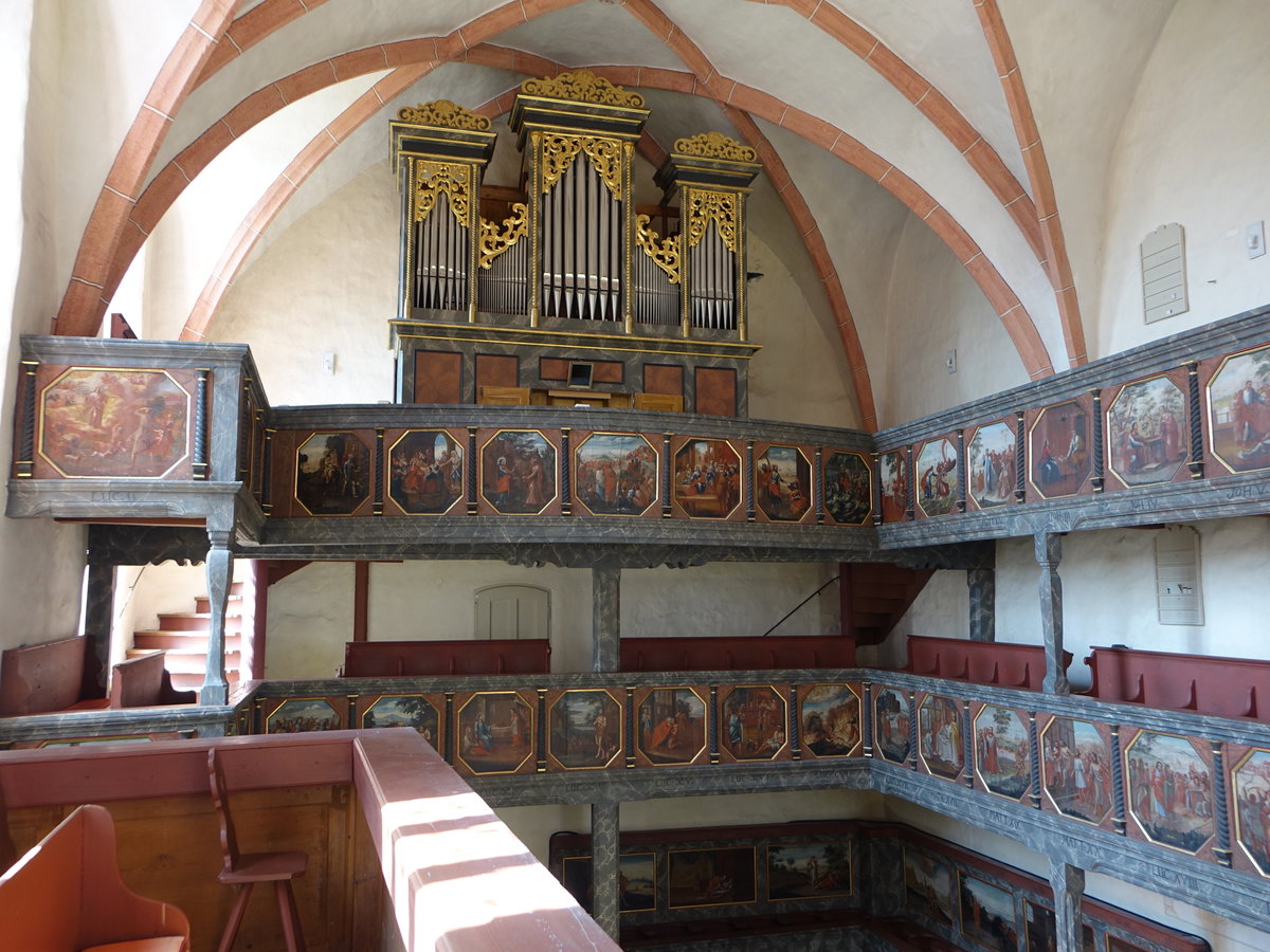 Pilgramsreuth, Orgelempore in der Ev. Pfarrkirche St. Erhard (21.04.2018)
