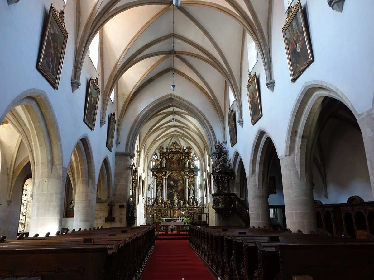 Pilsen, Innenraum der Franziskanerkirche Maria Himmelfahrt (26.06.2020)