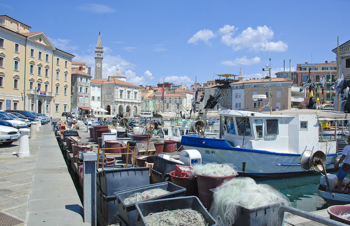 Piran von Kidričevo nabreje aus gesehen. Aufnahme: 26. Juli 2016.