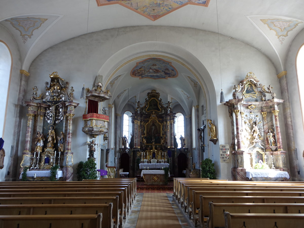 Pittenhart, barocke Ausstattung in der Pfarrkirche St. Nikolaus (02.04.2017)