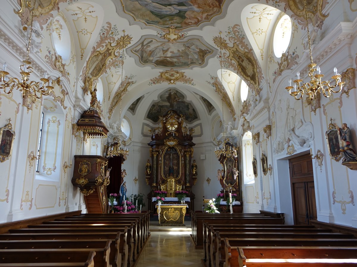Pleystein, neubarocker Innenraum der Wallfahrtskirche Hl. Kreuz (20.05.2018)